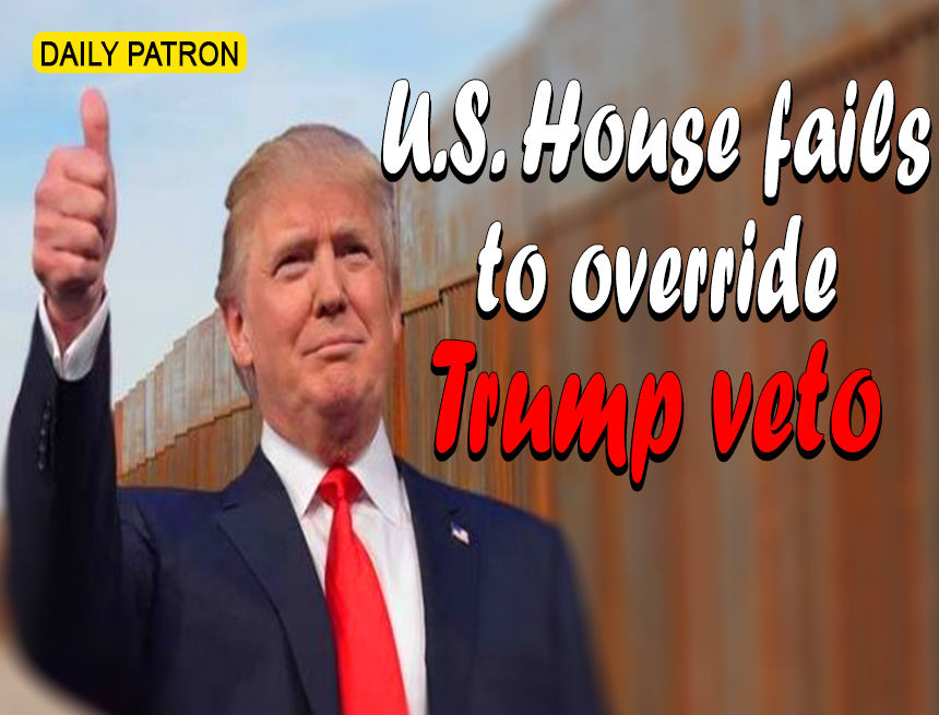 US House Failed To Abrogate Donald Trump Veto